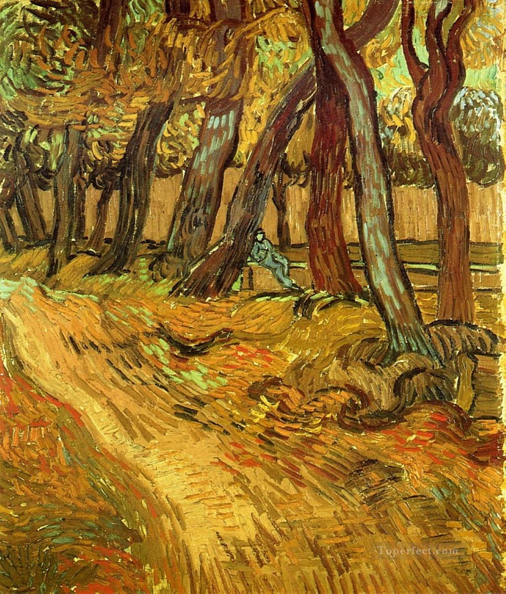 The Garden of Saint Paul Hospital with Figure Vincent van Gogh Oil Paintings